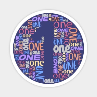 Word collage: ONE (multiple colors) Magnet